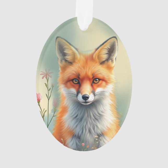 Striking Eyes of a Cunning Red Fox   Ornament (Back)