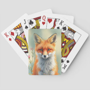 Striking Eyes of a Cunning Red Fox Playing Cards