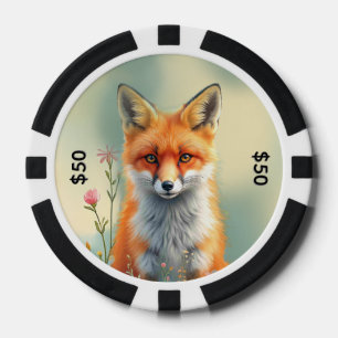 Striking Eyes of a Cunning Red Fox Poker Chips