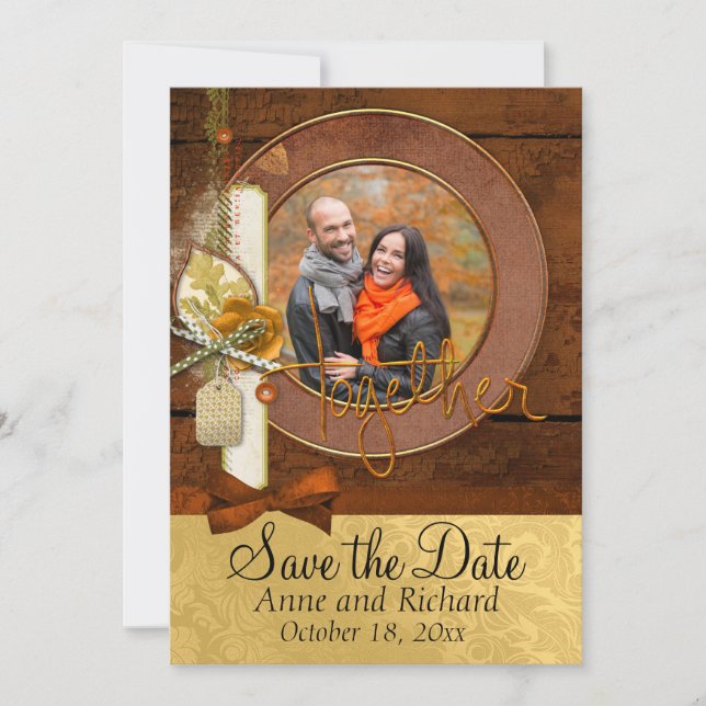 Striking Fall Wedding Photo Save the Date (Front)