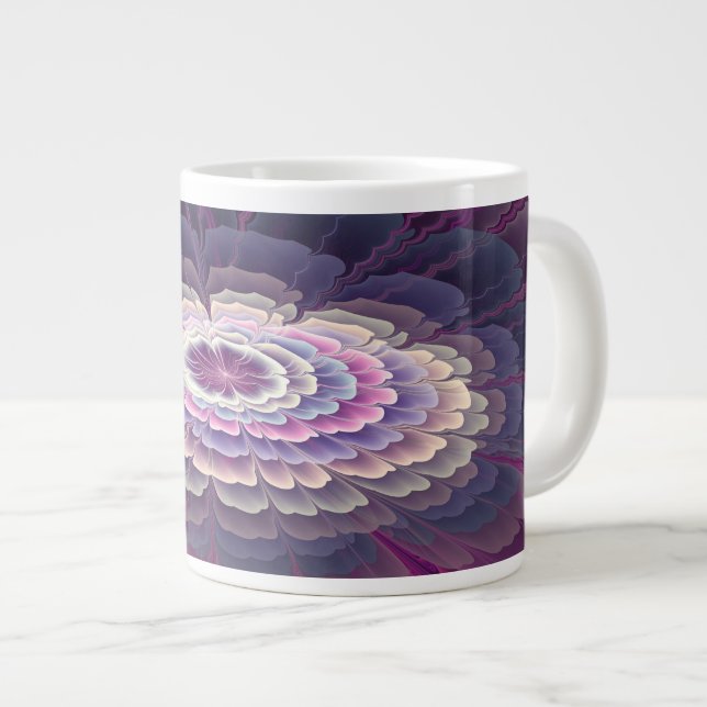 Striking Flower Colourful Abstract Fractal Art Pin Large Coffee Mug (Front Right)