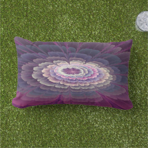 Striking Flower Colourful Abstract Fractal Art Pin Lumbar Pillow