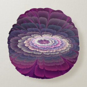 Striking Flower Colourful Abstract Fractal Art Pin Round Pillow