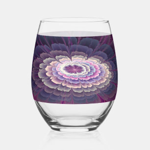 Striking Flower Colourful Abstract Fractal Art Pin Stemless Wine Glass