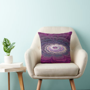 Striking Flower Colourful Abstract Fractal Art Pin Throw Pillow