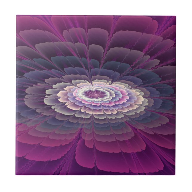 Striking Flower Colourful Abstract Fractal Art Pin Tile (Front)
