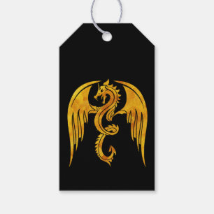 Striking Gold and Black Mythical Dragon Gift Tags