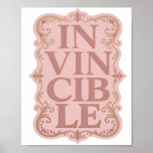 Striking Gold INVINCIBLE Slogan Design Poster