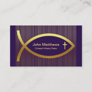 Striking Gold Lines Creative Gold Ichthus Ministry Business Card
