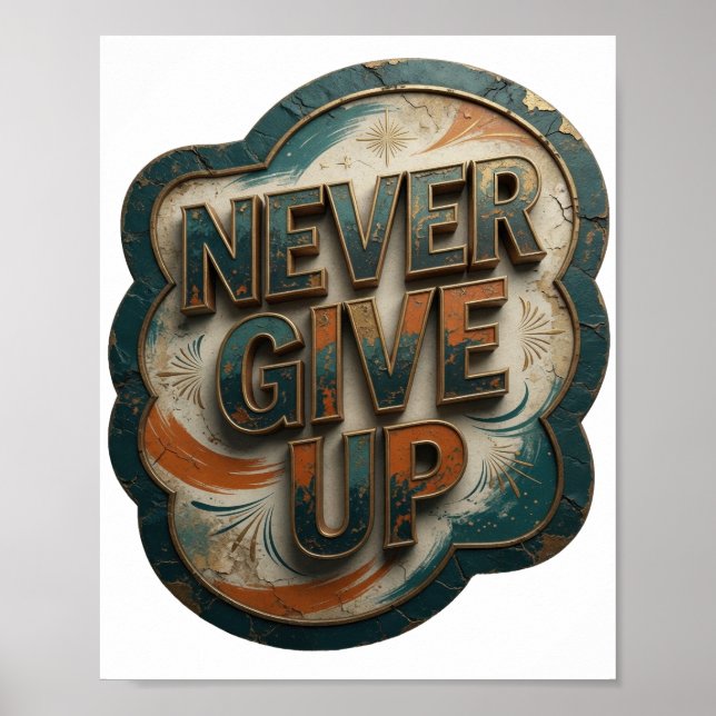 Striking Gold NEVER GIVE UP Poster (Front)