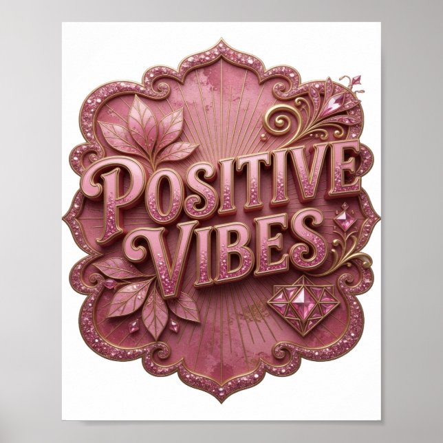 Striking Gold POSITIVE VIBES Tee Poster (Front)