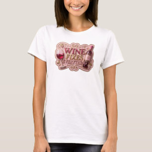 Striking Gold WINE FIXES EVERYTHING Slogan Tee
