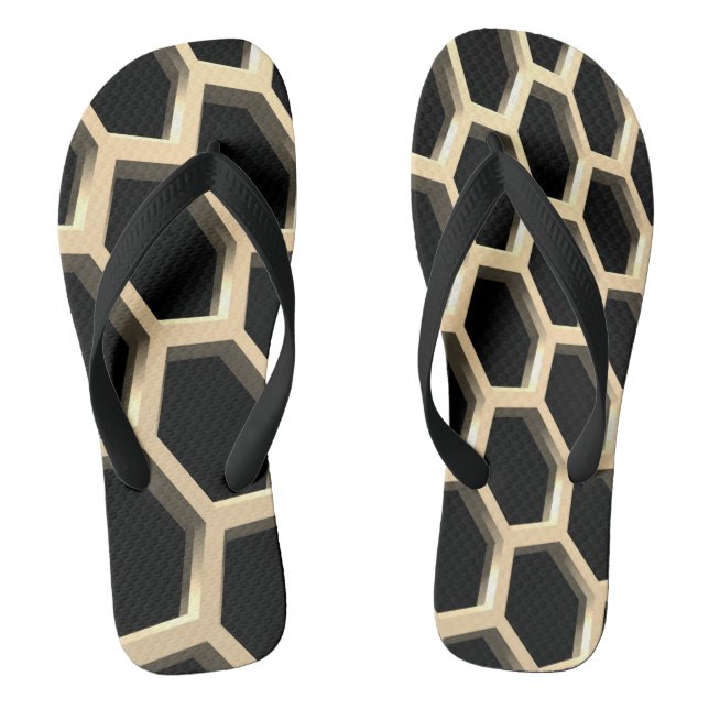 Striking Hexagon Pattern Design Flip Flops (Footbed)