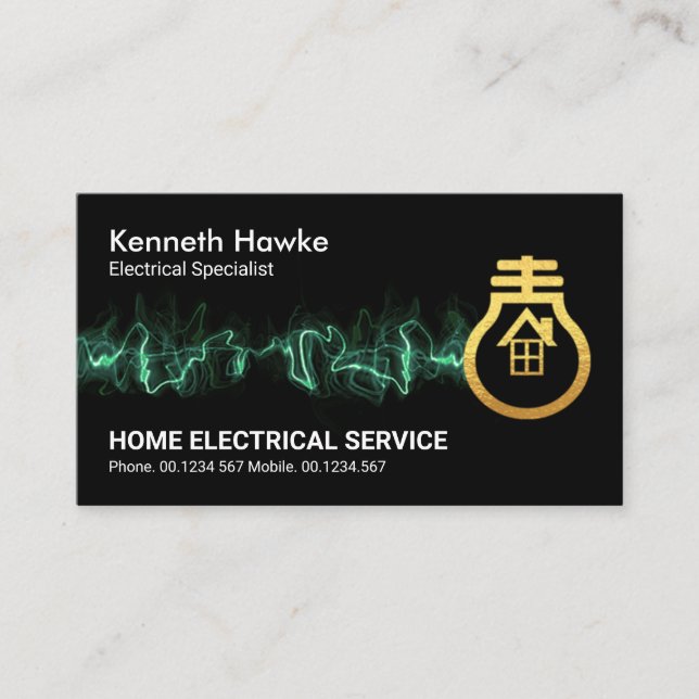 Striking Hot Electrical Lightning Gold Bulb Business Card (Front)