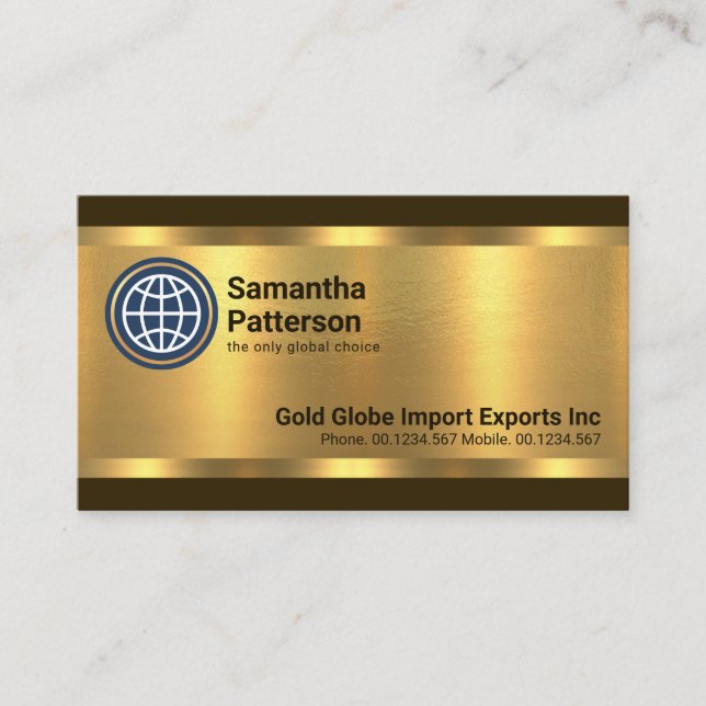 Striking Luxurious Gold Lines Import Export Business Card (Front)