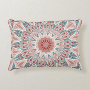 Striking Modern Kaleidoscope Mandala Fractal Art Accent Pillow