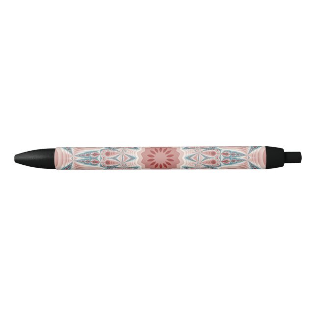 Striking Modern Kaleidoscope Mandala Fractal Art Black Ink Pen (Front)