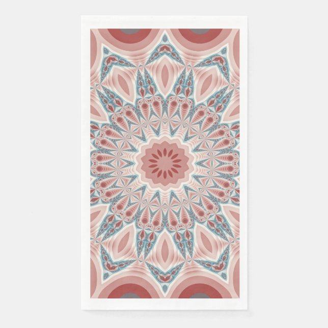 Striking Modern Kaleidoscope Mandala Fractal Art Napkin (Front)