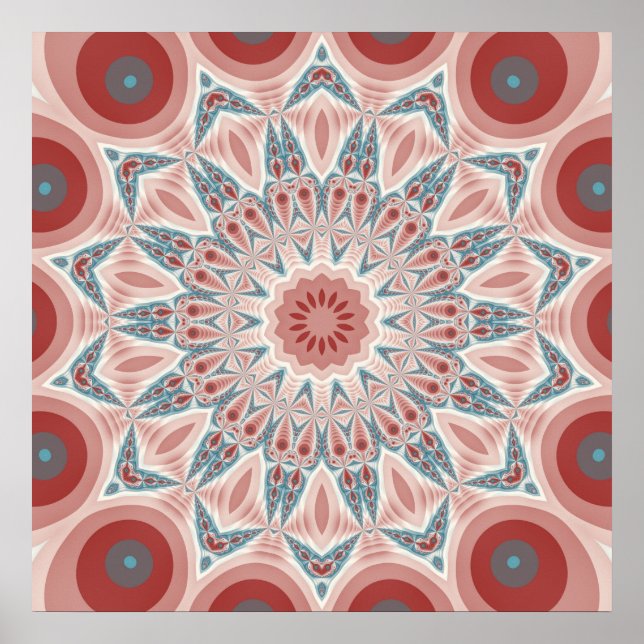 Striking Modern Kaleidoscope Mandala Fractal Art Poster (Front)