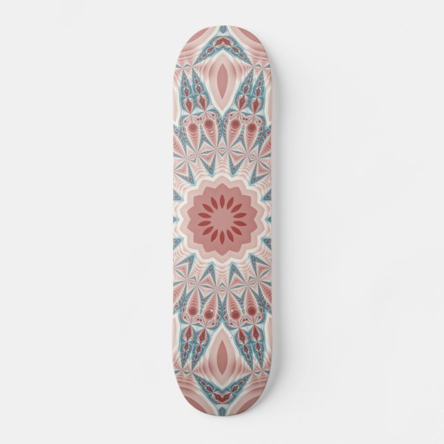 Striking Modern Kaleidoscope Mandala Fractal Art Skateboard (Front)