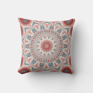 Striking Modern Kaleidoscope Mandala Fractal Art Throw Pillow