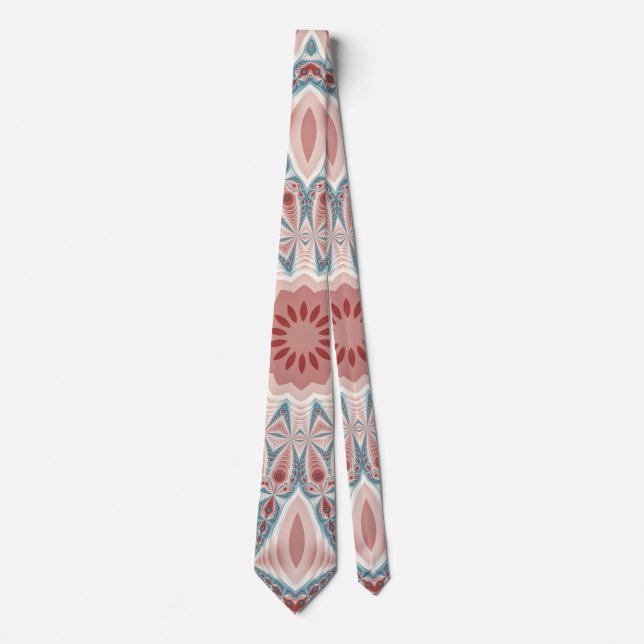 Striking Modern Kaleidoscope Mandala Fractal Art Tie (Front)