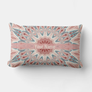 Striking Modern Kaleidoscope Mandala Fractal Name Lumbar Pillow