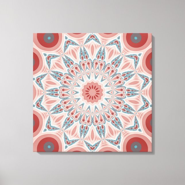 Striking Modern Kaleidoscope Mandala Triptych Canvas Print (Front)