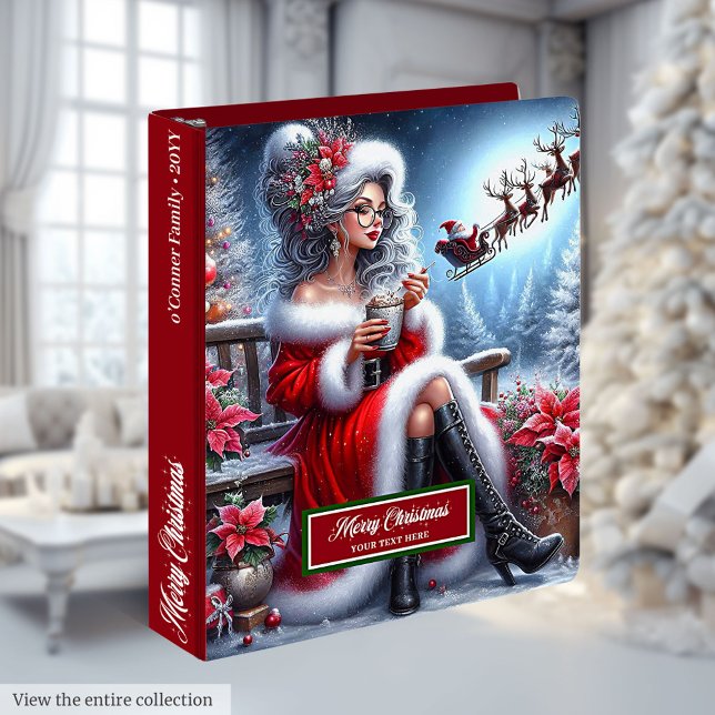 Striking Modern Mrs. Claus Christmas 3 Ring Binder (Striking Modern Mrs. Claus Christmas 3 Ring Binder)