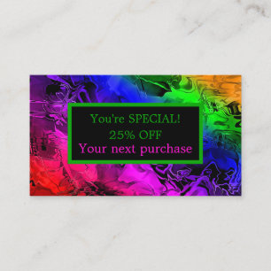 Striking Modern Rainbow Iridescent Colours Discount Card