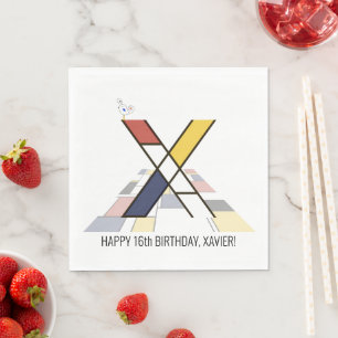 Striking Neoplasticism Style Monogram. Letter X Napkin