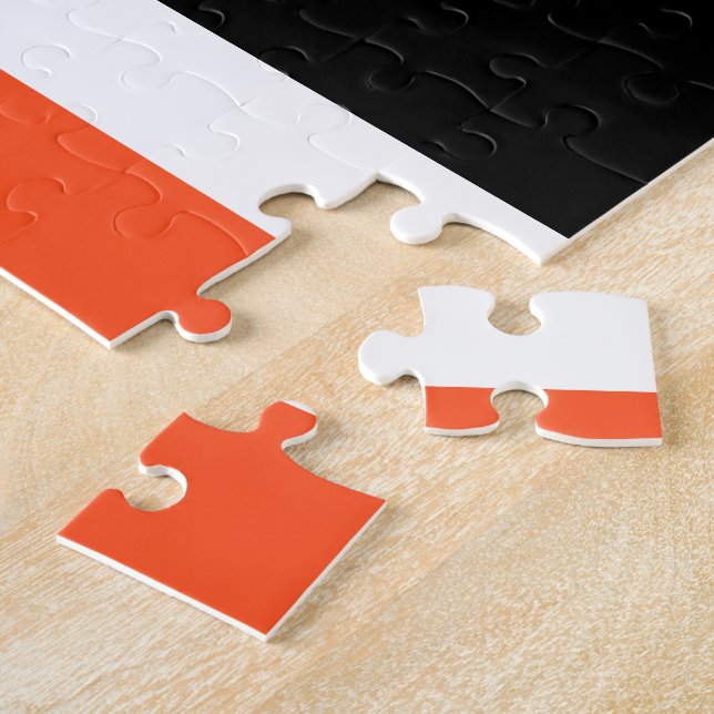 Striking Orange Butterfly and Flowers on Black Jigsaw Puzzle (Side)