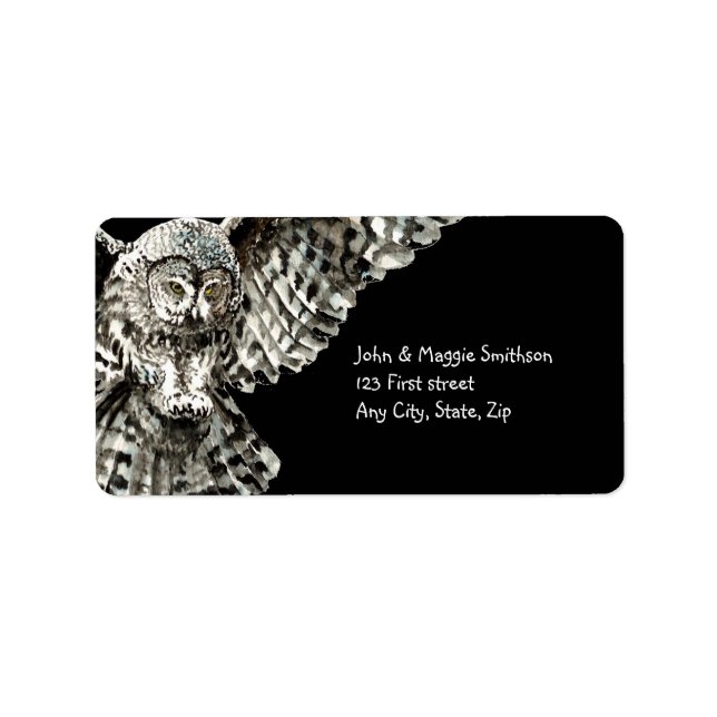 Striking Owl Bird Nature Custom Art Label (Front)