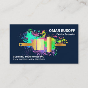 Striking Paint Splatter Gold Paint Brush Business Card