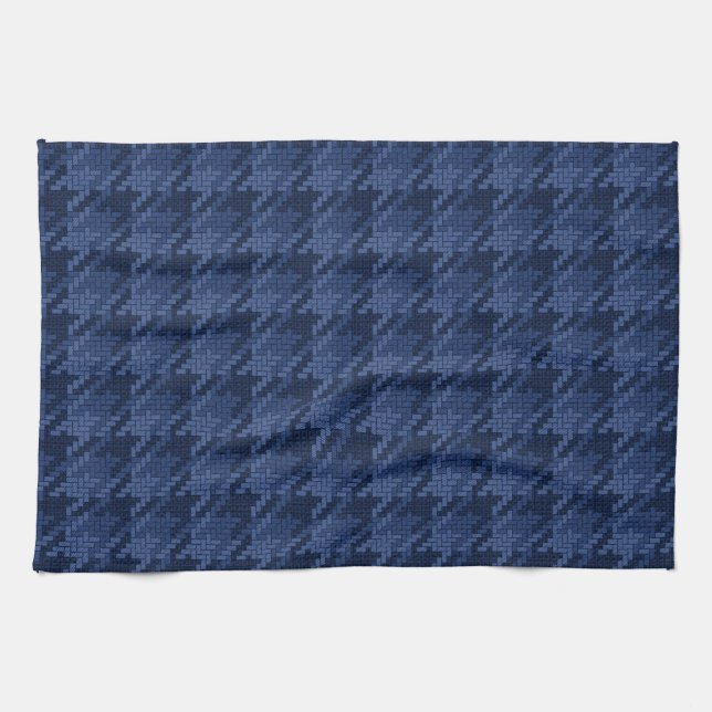 Striking pattern of blue shapes kitchen towel (Horizontal)