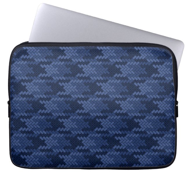 Striking pattern of blue shapes laptop sleeve (Front)