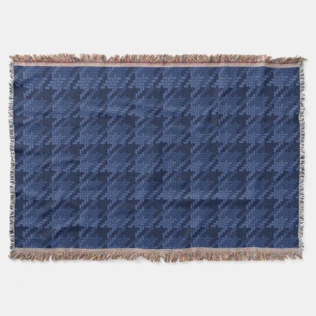Striking pattern of blue shapes throw blanket (Front)