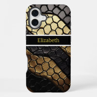 Striking patterns of a black and gold snake skin