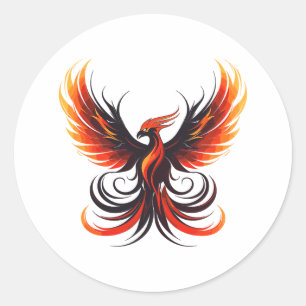 Striking Phoenix in Flames Spreading It's Wings Classic Round Sticker