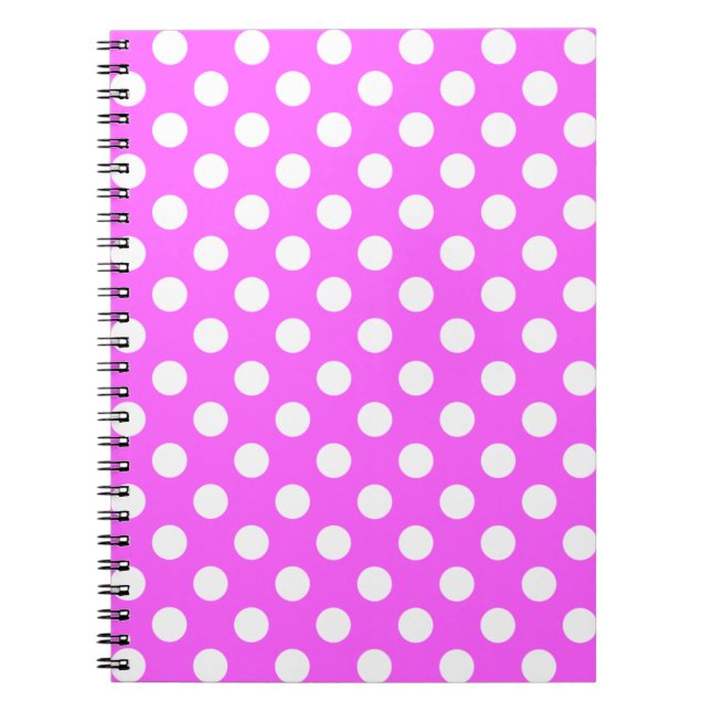 Striking Pink And Big White Dots Notebook (Front)