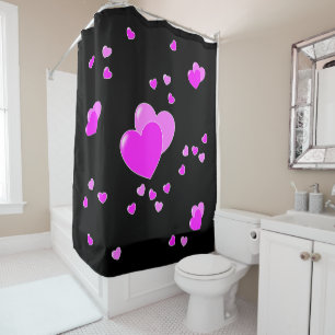 Striking Pink Hearts on Black