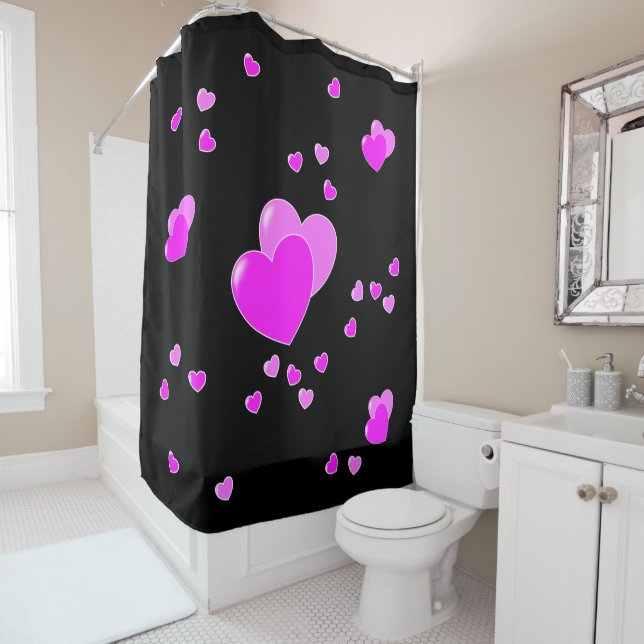 Striking Pink Hearts on Black (In Situ)