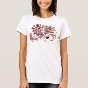 Striking Pink LIVE LAUGH DRINK WINE Artistic Motif T-Shirt
