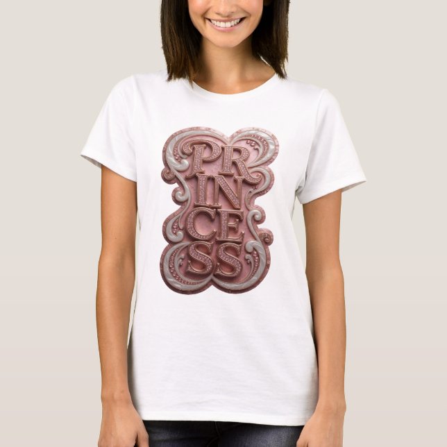 Striking Pink PRINCESS Bold Design T-Shirt (Front)