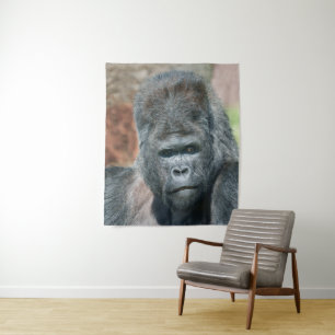 Striking Pose from Silverback Gorilla Tapestry