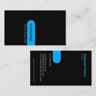 Striking Professional Black Bright Blue Business Card