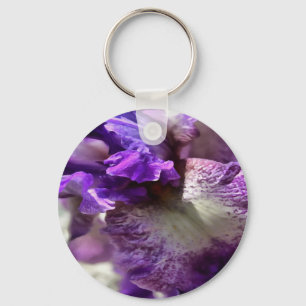 Striking Purple, Violet and Mauve Iris Abstract Keychain