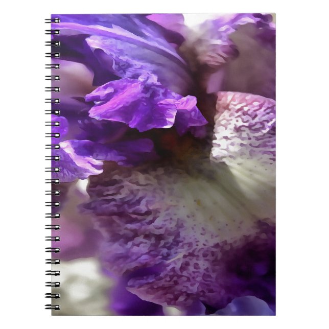 Striking Purple, Violet and Mauve Iris Abstract Notebook (Front)