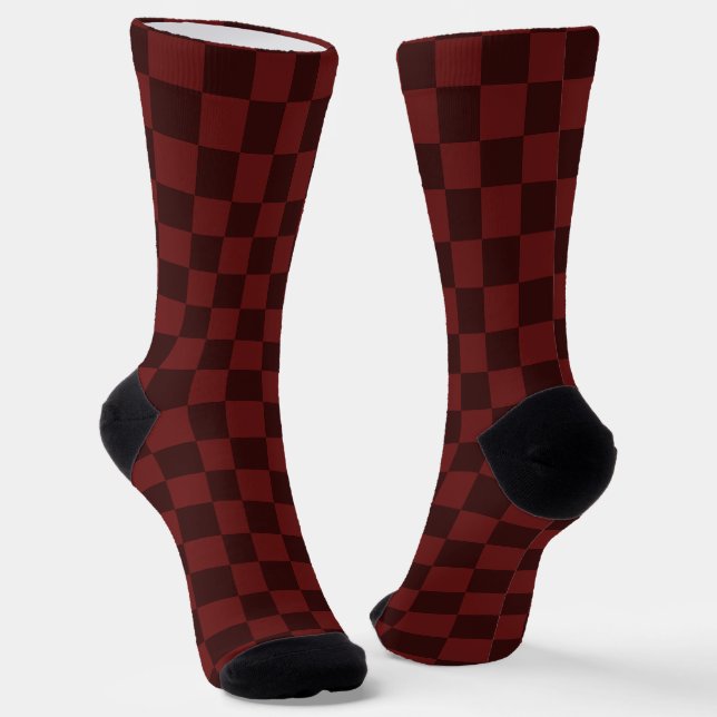 Striking Red and Black Chequerboard  Socks (Angled)