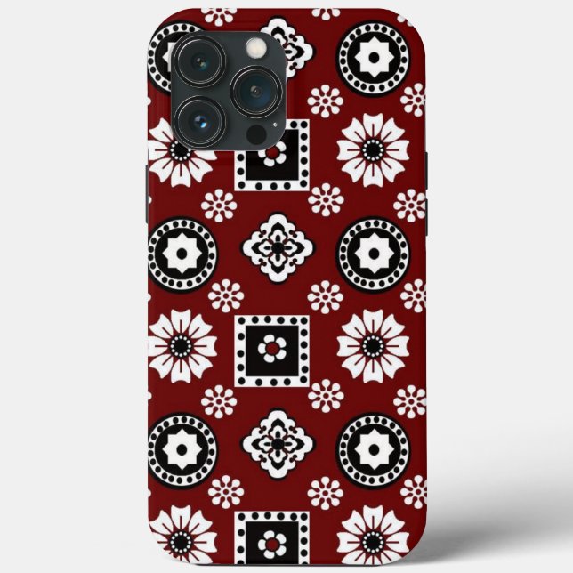 Striking Red and Black Geometric Design Case-Mate iPhone Case (Back)